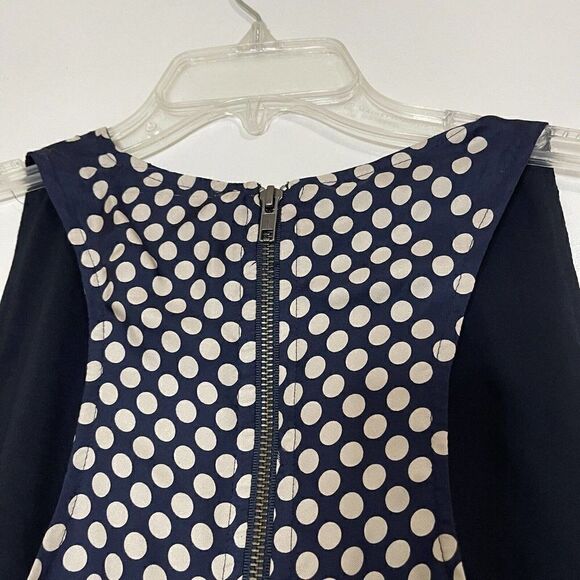 SEA New York Navy Blue Polka Dot Silk Short Shift sleeveless dress size US 10 - Picture 6 of 8